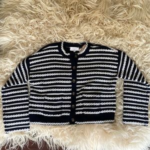 NWT La Ligne Oversized Knit Cardigan - Size M - Navy blue and white